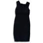 Womens Black V-Neck Sleeveless Back Zip Knee Length Sheath Dress Size 10 image number 2