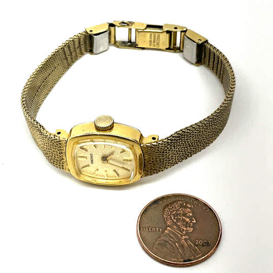 Designer Seiko 11-5189 Gold-Tone Stainless Steel Square Analog Wristwatch image number 2