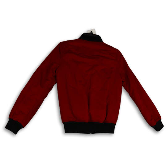 Womens Red Regular Fit Long Sleeve Full-Zip Bomber Jacket Size XS image number 2