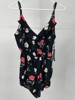 Forever 21 Womens Black Floral Ruffled One Piece Romper Size M T-0543626-L