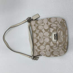 Womens Beige Kristen H1068-14904 Satin Monogram Adjustable Strap Hobo Bag