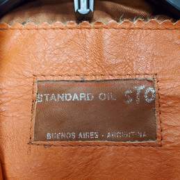 Standard Oil Women Orange Leather Jacket S
