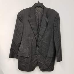 Mens Black Pinstripe Pockets Long Sleeve Collared Blazer Jacket Size Medium alternative image