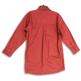 NWT Womens Burgundy Spread Collar Long Sleeve Button Front Shirt Dress Sz S alternative image