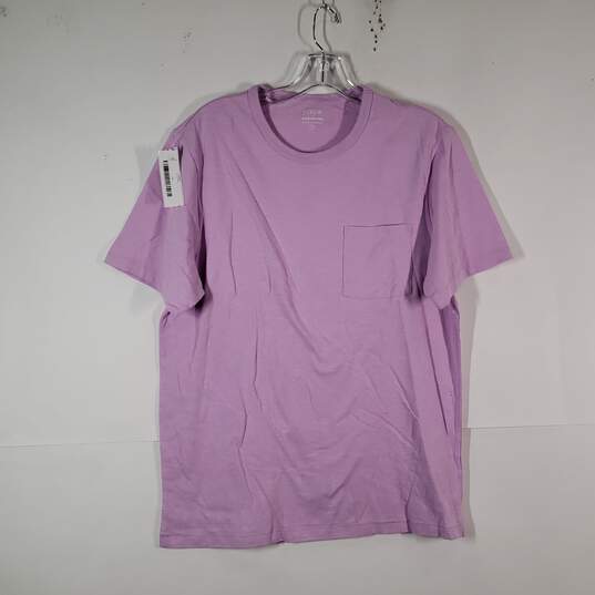 Mens Slub Cotton Chest Pocket Short Sleeve Pullover T-Shirt Size Large image number 1