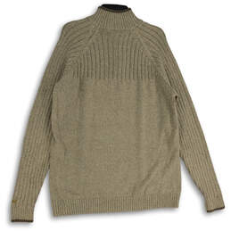 Mens Tan Mock Neck Long Sleeve Quarter Zip Pullover Sweater Size L alternative image