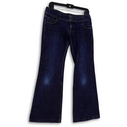 Womens Blue Denim Pockets Medium Wash Comfort Bootcut Leg Jeans Size 4