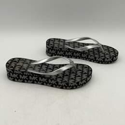 Michael Kors Womens Bedford Glam Black Gray Platform Flip Flop Sandals Size 8M