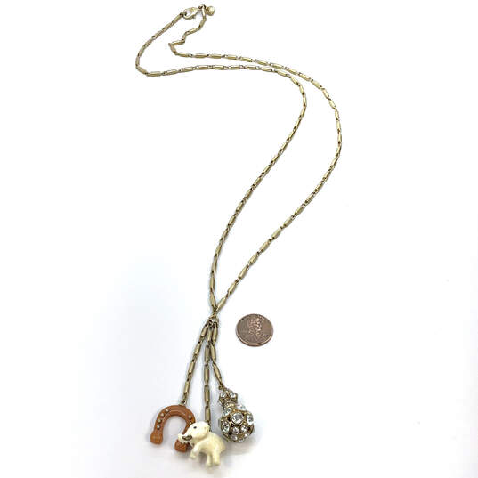 Designer J. Crew Gold-Tone Adjustable Chain Hanging Charm Pendant Necklace image number 1