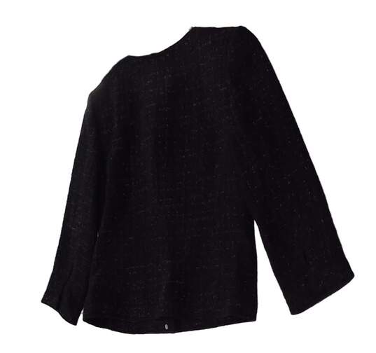 Womens Black Long Sleeve Round Neck Snap Front Jacket Size 8 image number 2