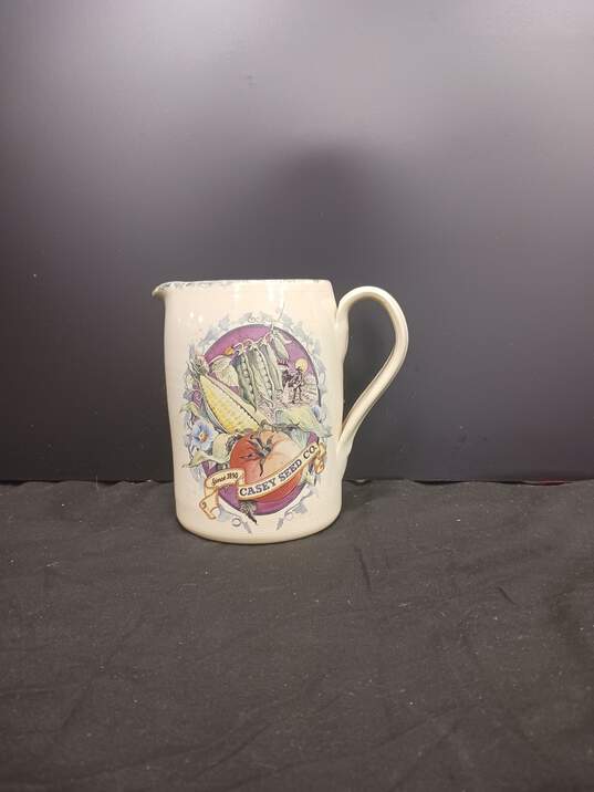 Hand Made Casey Pottery - Casey Seed Co. Vegetable Ceramic Pitcher - Made In Texas image number 1