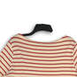 Womens White Pink Striped Round Neck 3/4 Sleeve Pullover Blouse Top Size 1X image number 4