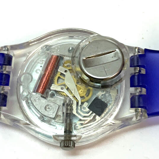 Designer Swatch Swiss Blue Adjustable Strap Round Dial Analog Wristwatch image number 4