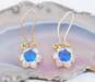 Romantic 10K Yellow Gold Blue Spinel & CZ Flower Drop Earrings 2.4g image number 3