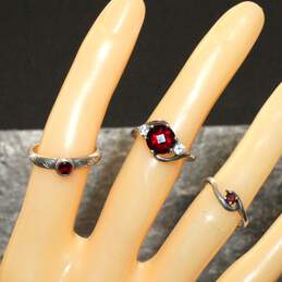 Sterling Silver Ring Set with Garnets