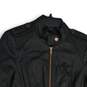 APT.9 Womens Black Leather Full Zip Long Sleeve Pockets Biker Jacket Size Small image number 3