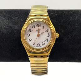 Designer Swatch Gold-Tone Stainless Steel Round Dial Analog Wristwatch