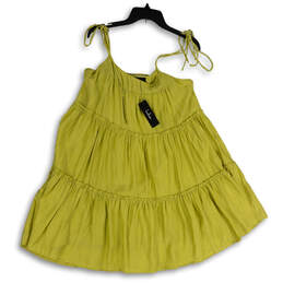NWT Womens Green Sleeveless Tie Strap Tiered Mini Dress Size Medium