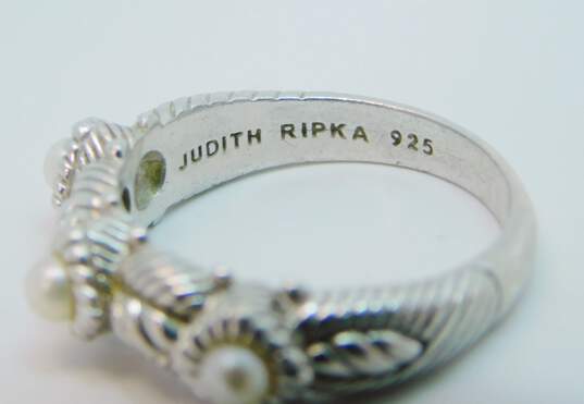 Judith Ripka 925 Sterling Silver Pearl Trinity Ring 5.9g image number 3