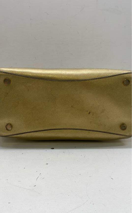 Michael Kors Voyager Gold Leather Tote Bag image number 3