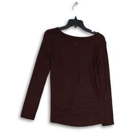NWT Maurices Womens Burgundy Round Neck Long Sleeve Pullover T-Shirt XS alternative image