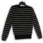NWT Womens Black Gold Striped Knitted V-Neck Pullover Sweater Size S image number 2