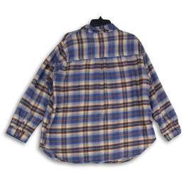 NWT American Eagle Mens Blue Orange Plaid Long Sleeve Button-Up Shirt Size L alternative image