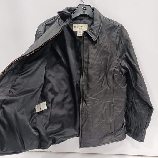 Eddie Bauer Women's Black Leather Full Zip Jacket Size M image number 3
