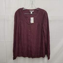 NWT Christopher & Banks WM's 100% Rayon Wine Color Blouse Size L