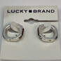 Designer Lucky Brand Silver-Tone Multicolor Crystal Cut Stone Hoop Earrings image number 3