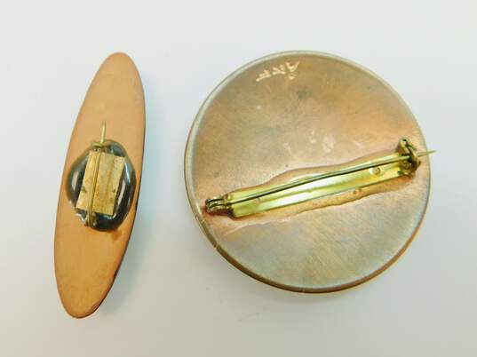 Vintage Mid Century Modern Copper Brass Enamel Artisan Jewelry 64.0g image number 4