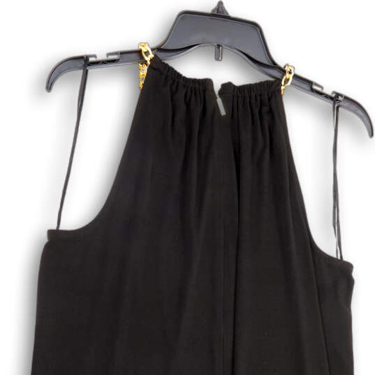 NWT Womens Black Round Neck Pleated Back Zip Shift Dress Size Large image number 4