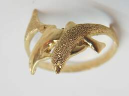 14k Yellow Gold Sandblasted Dolphin Ring 2.6g alternative image
