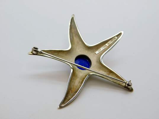 Tiffany & Co 925 & 18K Gold Accented Lapis Lazuli Cabochon Sea Star Brooch 10.9g image number 2