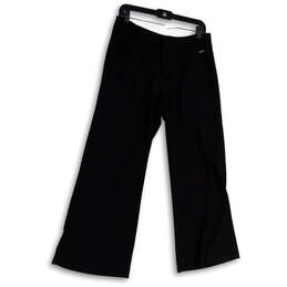 Womens Black Flat Front Regular Fit Wide-Leg Formal Dress Pants Size 30