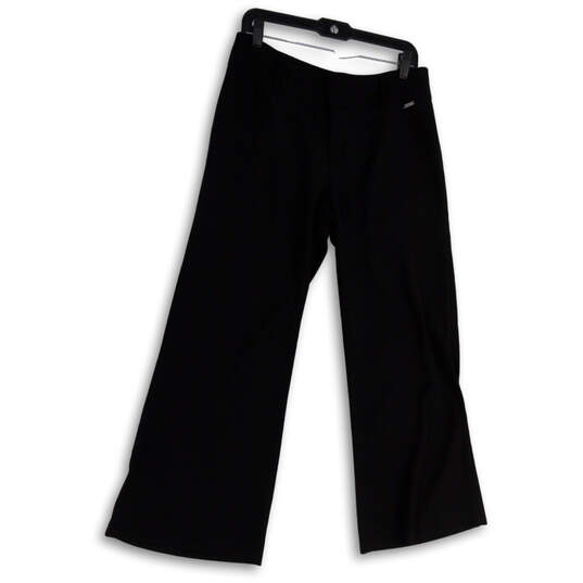 Womens Black Flat Front Regular Fit Wide-Leg Formal Dress Pants Size 30 image number 1