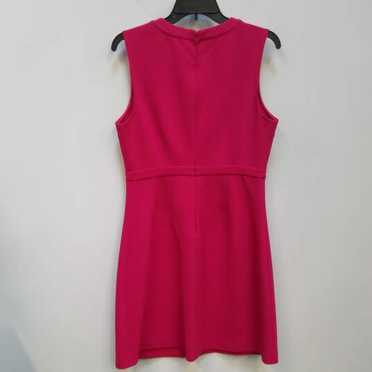 Womens Pink Sleeveless Split Neck Back Zip Short Sheath Dress Size 8 image number 2