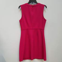 Womens Pink Sleeveless Split Neck Back Zip Short Sheath Dress Size 8 alternative image
