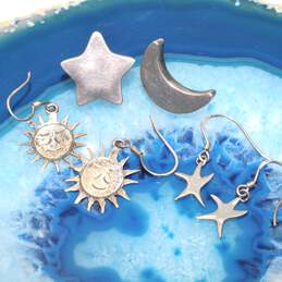 Bundle Of 3 Sterling Silver Sun, Moon, And Stars Earrings - 6.7g