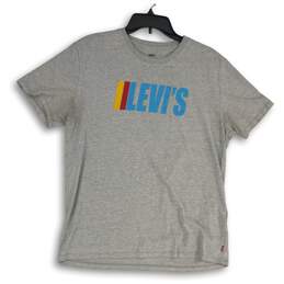 Levi's Mens Gray Graphic Print Crew Neck Short Sleeve Pullover T-Shirt Size L