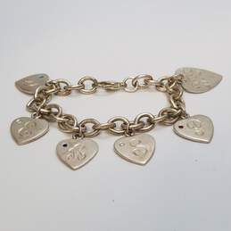 Brighton Silver Tone Crystal Love Heals Heart Pink Ribbon Charm Bracelet W/Bag 22.3g