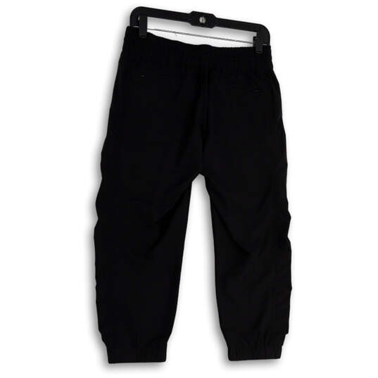 Womens Black Elastic Waist Zipped Pockets Tapered Leg Jogger Pants Size 2 image number 2