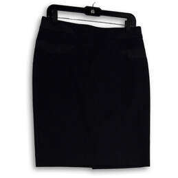 Womens Blue Geometric Back Zip Knee Length Straight & Pencil Skirt Size 6