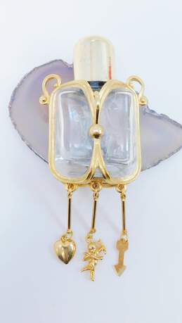 Vintage L. Razza Dancing Couple Gold Tone Glass Perfume Bottle Pendant 39.3g alternative image
