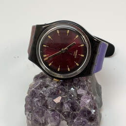 Designer Swatch Silver-Tone Round Dial Adjustable Strap Analog Wristwatch