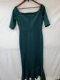 Wm Eliza J Demi Green Dress Floor Length Gown W/Motif Broach Sz 12 image number 2