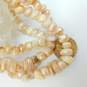 Vintage Les Bernard 925 Vermeil Clasp Pink Mother of Pearl Shell Beaded Three Strand Necklace 97.2g image number 4