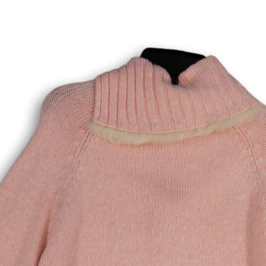 NWT Womens Pink Knitted Collared Long Sleeve Pullover Sweater Size Large image number 4