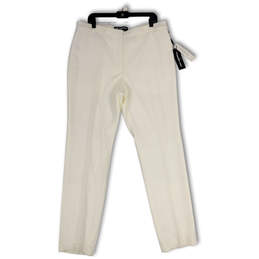 NWT Womens White Flat Front Slash Pocket Straight Leg Dress Pants Size 16