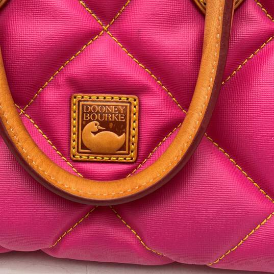 Dooney & Bourke Womens Pink Quilted Double Handle Inner Pocket Handbag Purse image number 7
